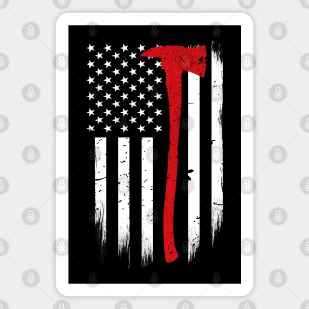 Firefighter Axe Thin Red Line American Flag Magnet by bluelinemotivation